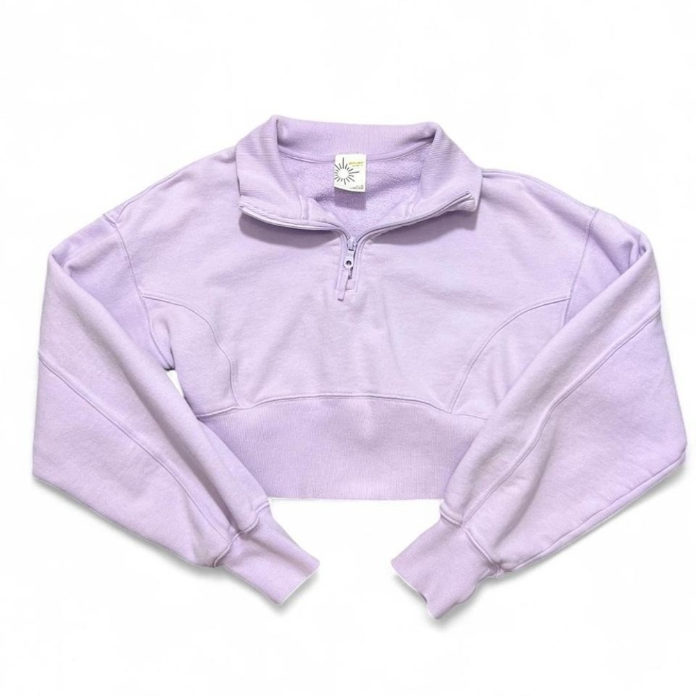 Aerie Offline Lilac Purple Quarter Zip Sweatshirt Cropped Size Medium